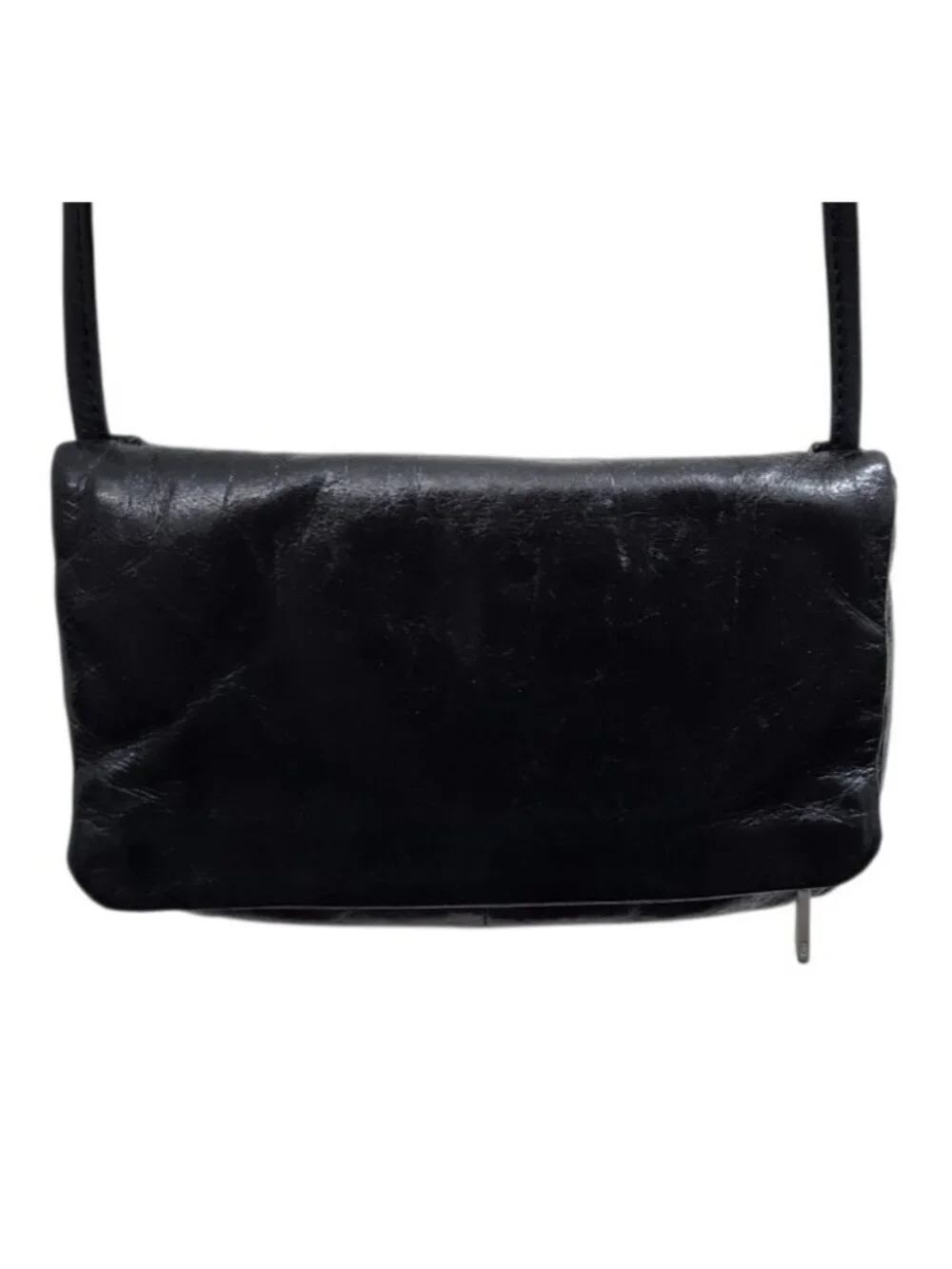 HOBO Black Leather Crossbody Bag Slim Minimalist Shoulder Purse Organizer Small